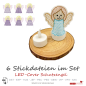 Preview: 6 ITH-Stickdateien Engel LED-Cover für 10 x 10 cm Stickrahmen Schutzengel Set 2